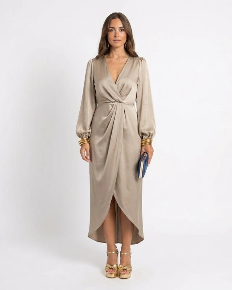 Margaux | Robe de Soirée Midi avec Drapé Central
