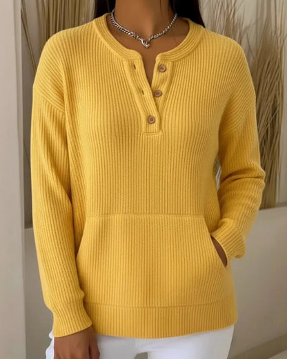 Amélie | Pull Henley Élégant à Boutons