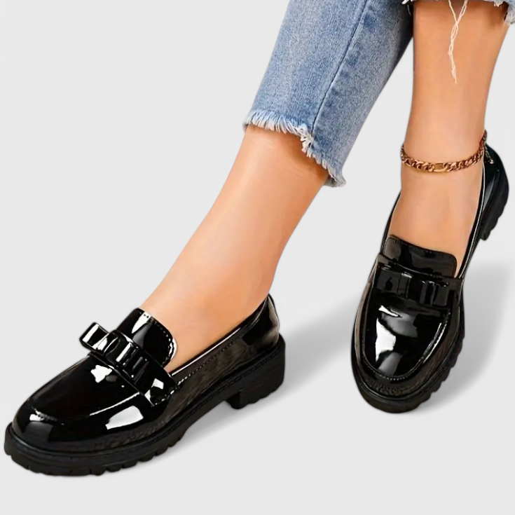Audrey | Mocassins à Talon Bloc avec Nœud
