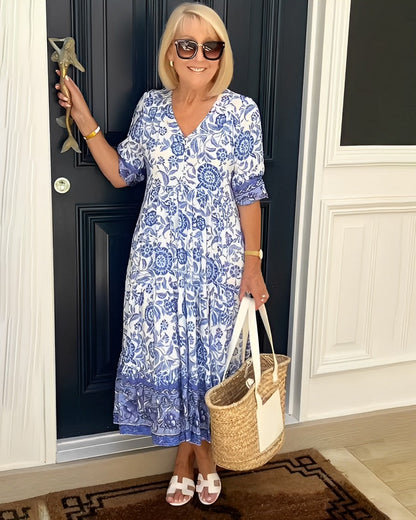Camille | Robe Florale à Décolleté en V