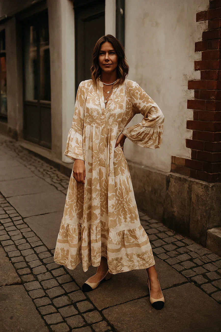 Avélora™ | Robe Florale Manches Évasées