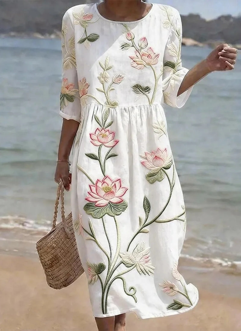 Audrey | Robe Décontractée à Imprimé Fleuri Élégant