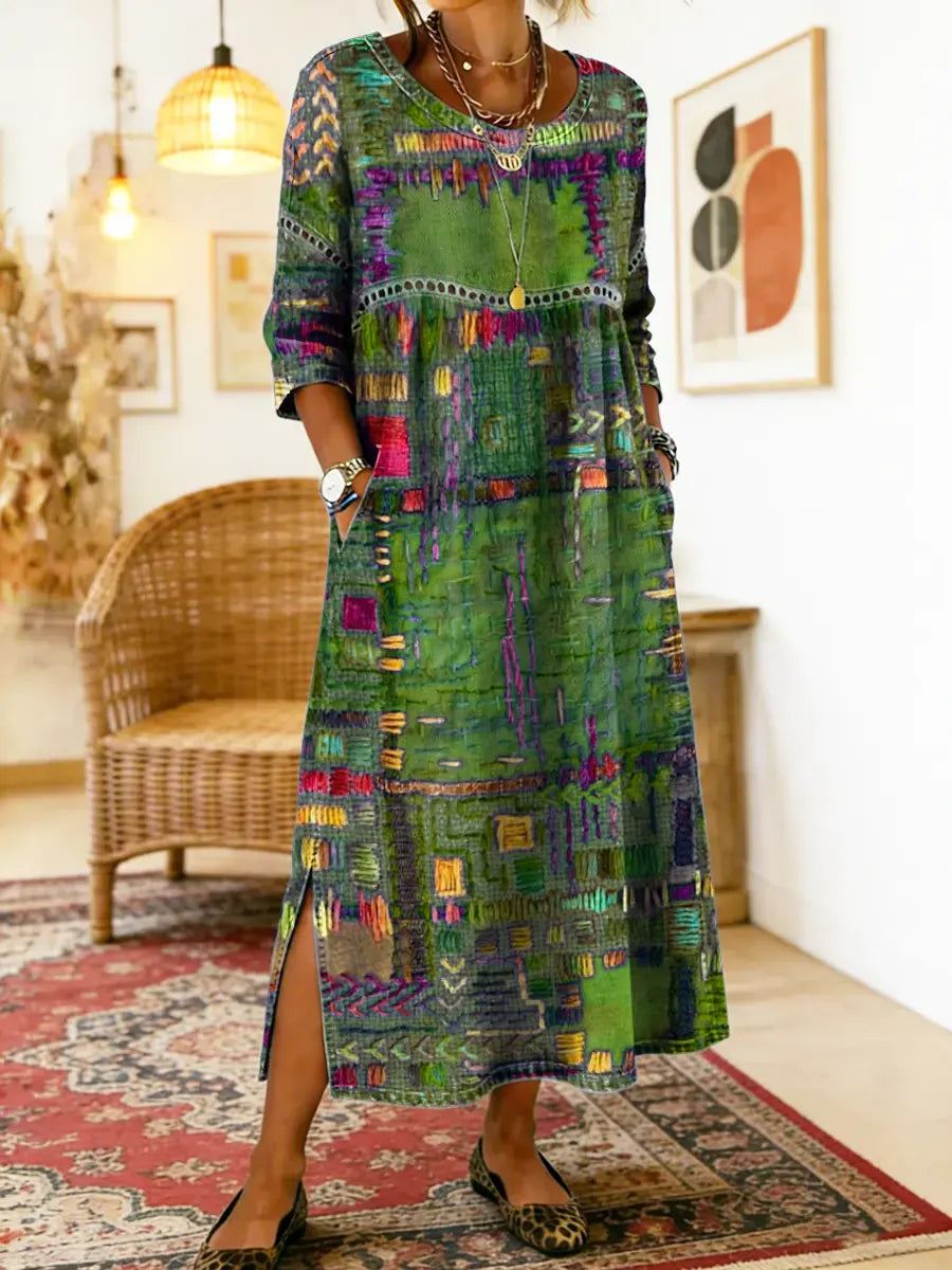 Marion | Robe Patchwork à Motif Ethnique