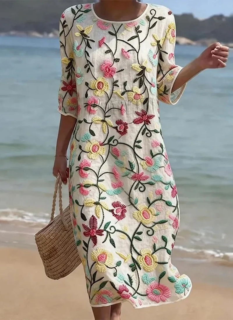 Caroline | Robe Décontractée à Motif Floral Moderne