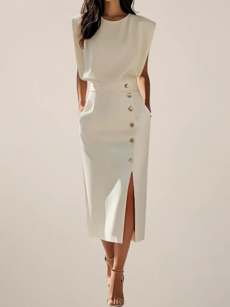 Éloria™ | Robe Midi Boutons Fente