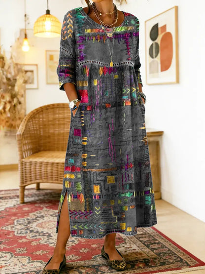 Marion | Robe Patchwork à Motif Ethnique