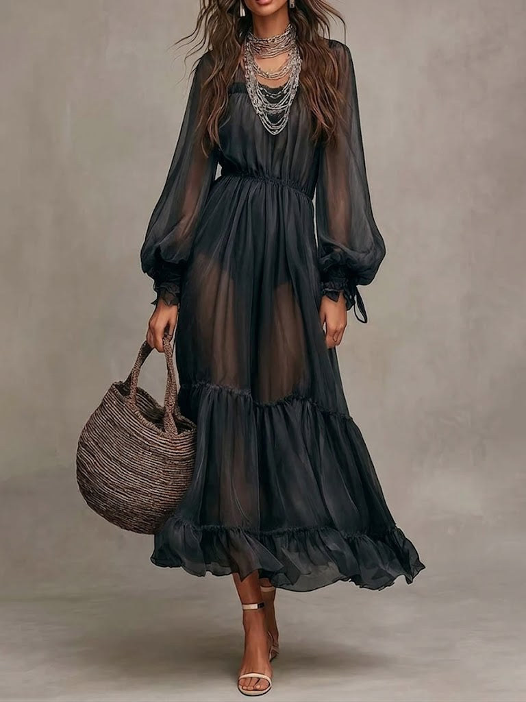 Louise | Robe Midi Élégante à Décolleté en V