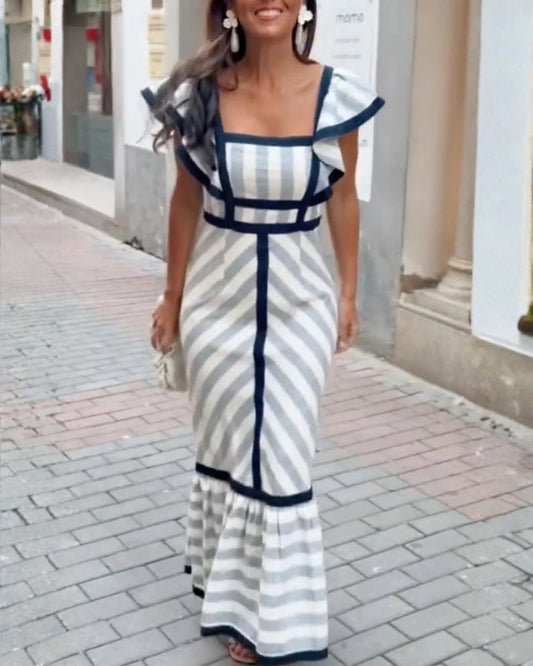 Jeanne | Robe Maxi à Rayures Rétro