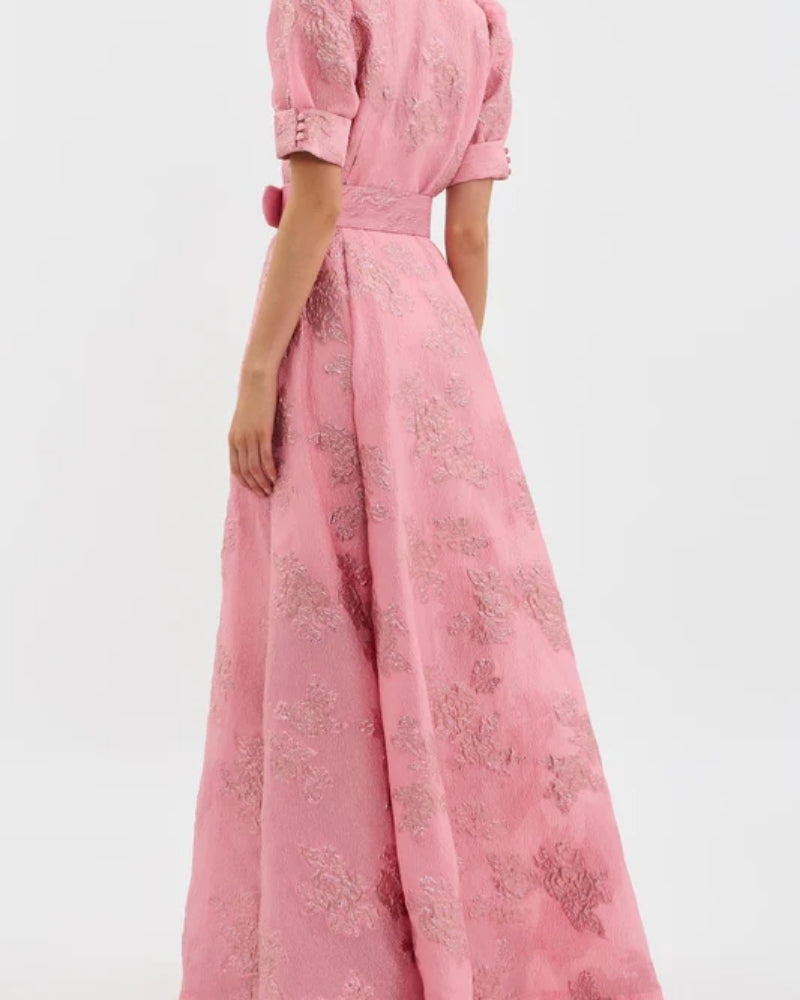 Hélène | Robe à Manches Courtes Bouffantes