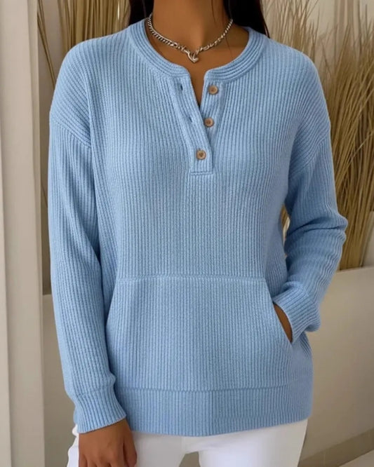 Amélie | Pull Henley Élégant à Boutons