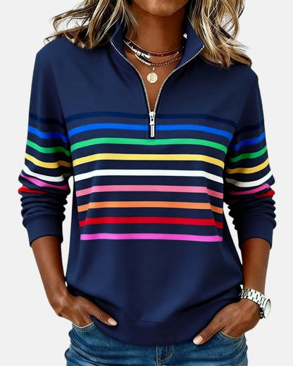 Jeanne | Sweat à Fermeture Éclair à Motif Coloré