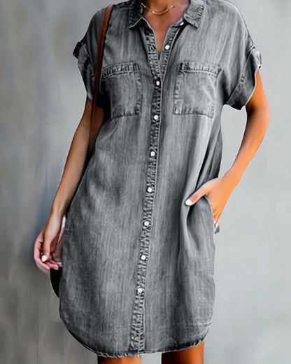 Velmira™ | Denim Robe Chemise Style Léger Et Moderne