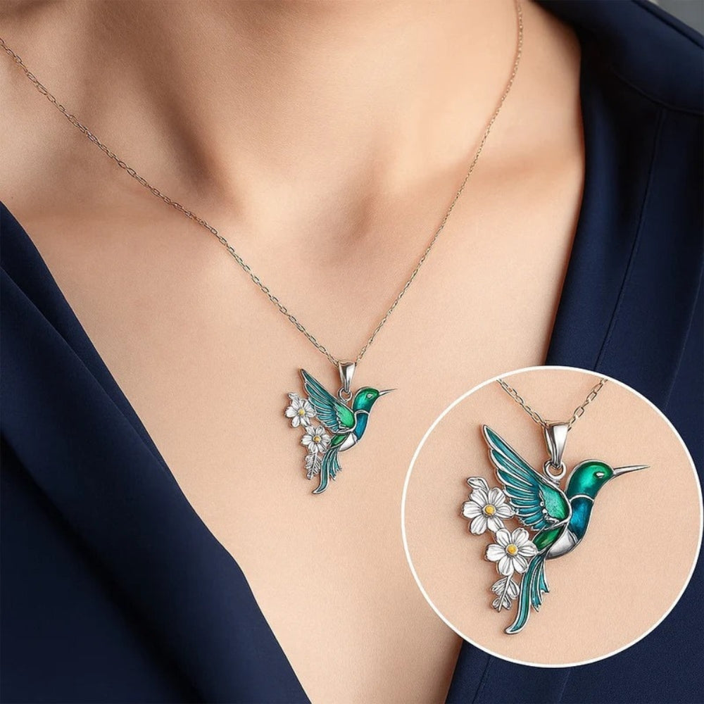 Juliette™ | Collier Colibri Fleuri