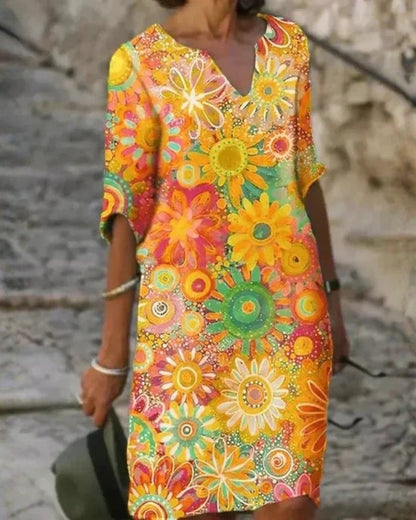 Élodie | Robe Midi Florale Éclatante