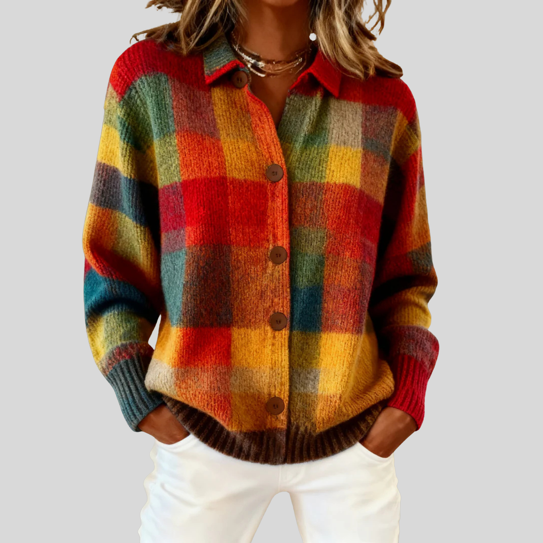 Isaline™ | Cardigan Carreaux Audacieux