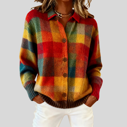 Isaline™ | Cardigan Carreaux Audacieux