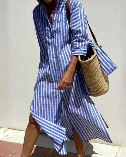 Marion | Robe Chemise à Rayures Élégante