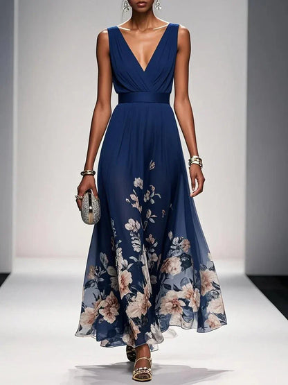 Sarah | Robe Maxi Florale à Décolleté en V