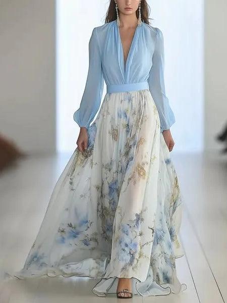 Adèle | Robe Maxi Florale Élégante à Décolleté en V