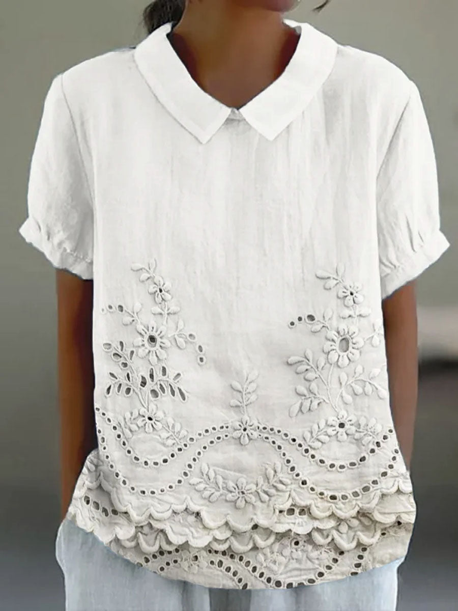 Élise | Chemise à Motif Floral Brodé