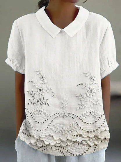 Élise | Chemise à Motif Floral Brodé