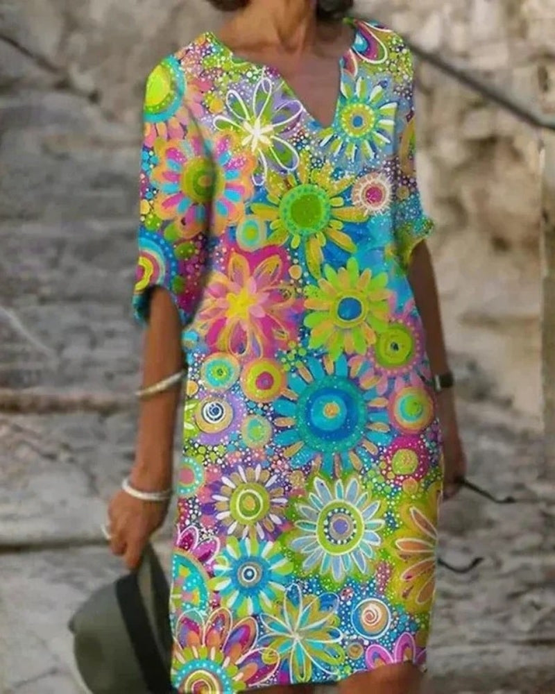 Élodie | Robe Midi Florale Éclatante