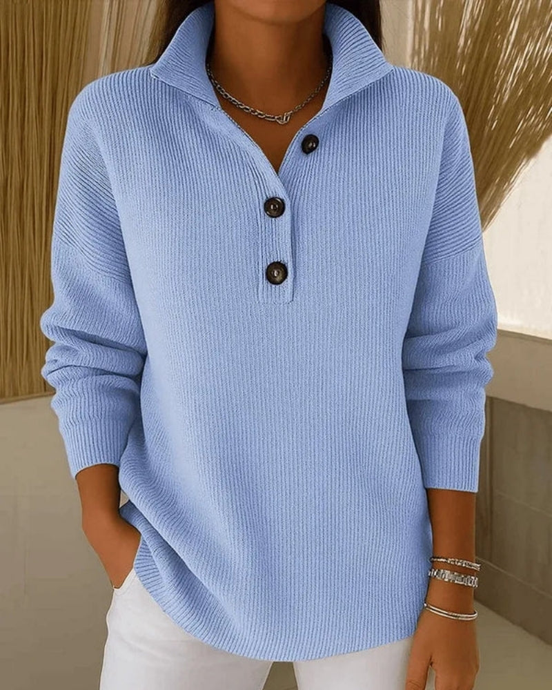 Élise | Pull Élégant à Col et Boutons
