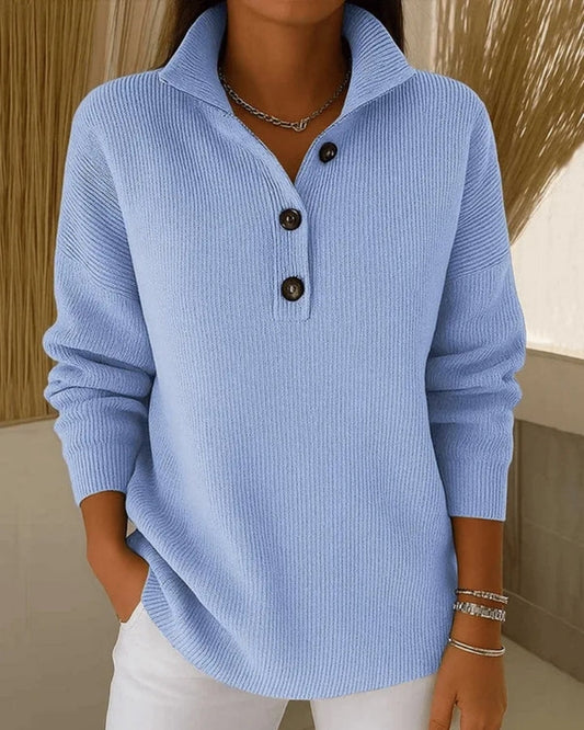 Élise | Pull Élégant à Col et Boutons