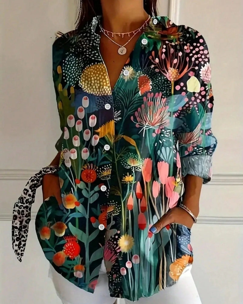 Élodie | Blouse à Motif Coloré à Boutons