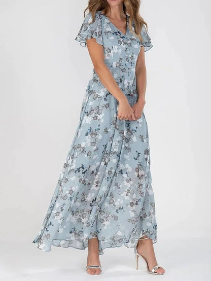Florevina™ | Robe Florale Manches Volantées