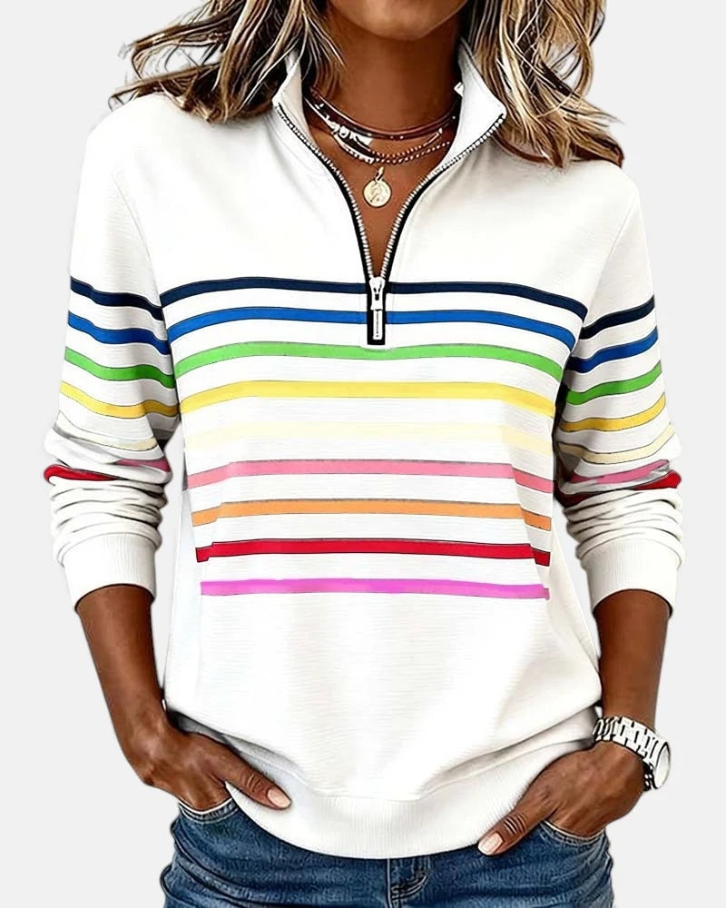 Jeanne | Sweat à Fermeture Éclair à Motif Coloré