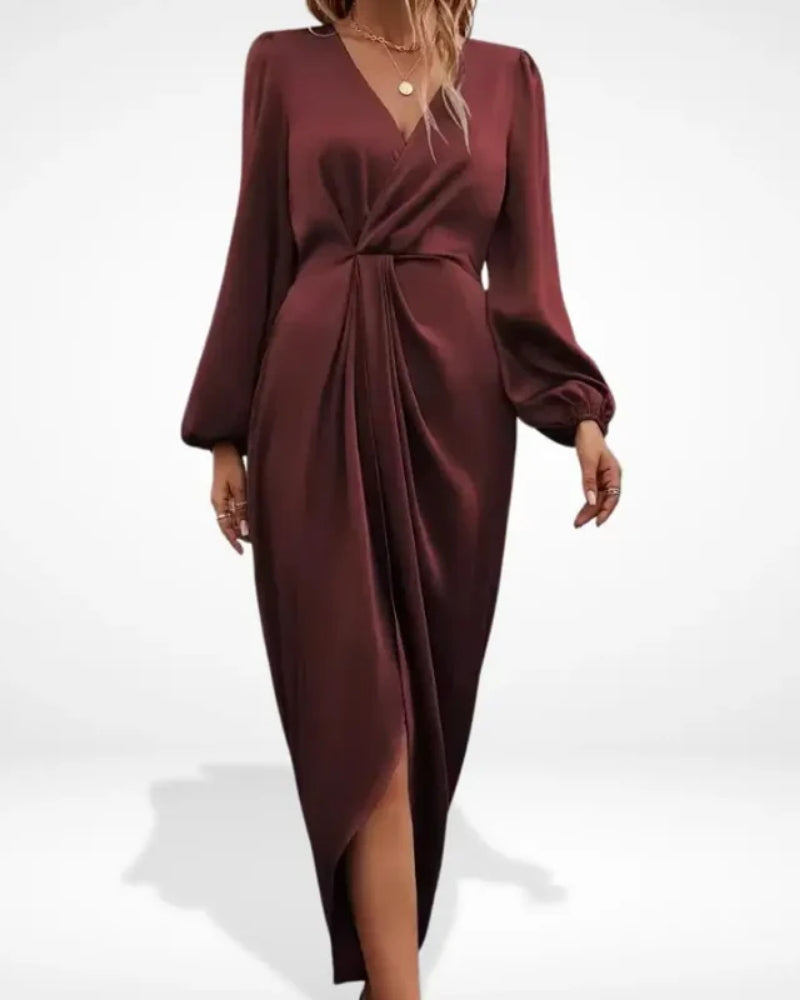 Margaux | Robe de Soirée Midi avec Drapé Central