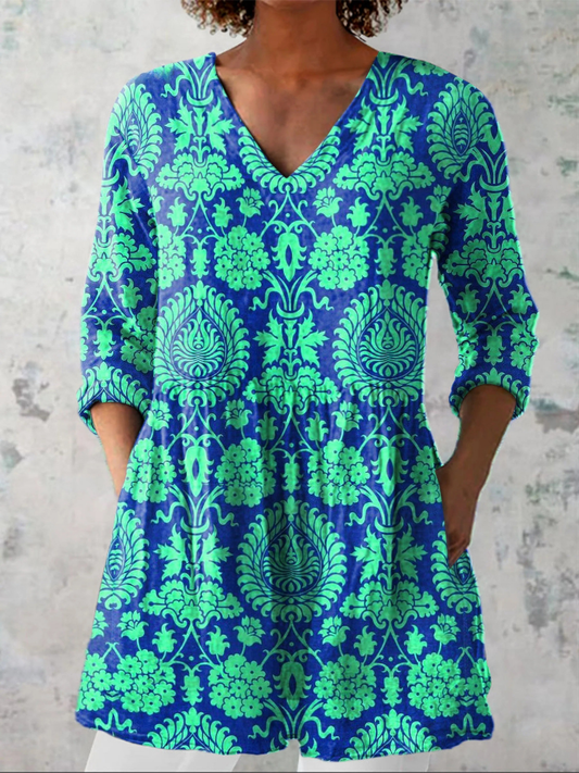 Inès | Blouse Longue à Col en V