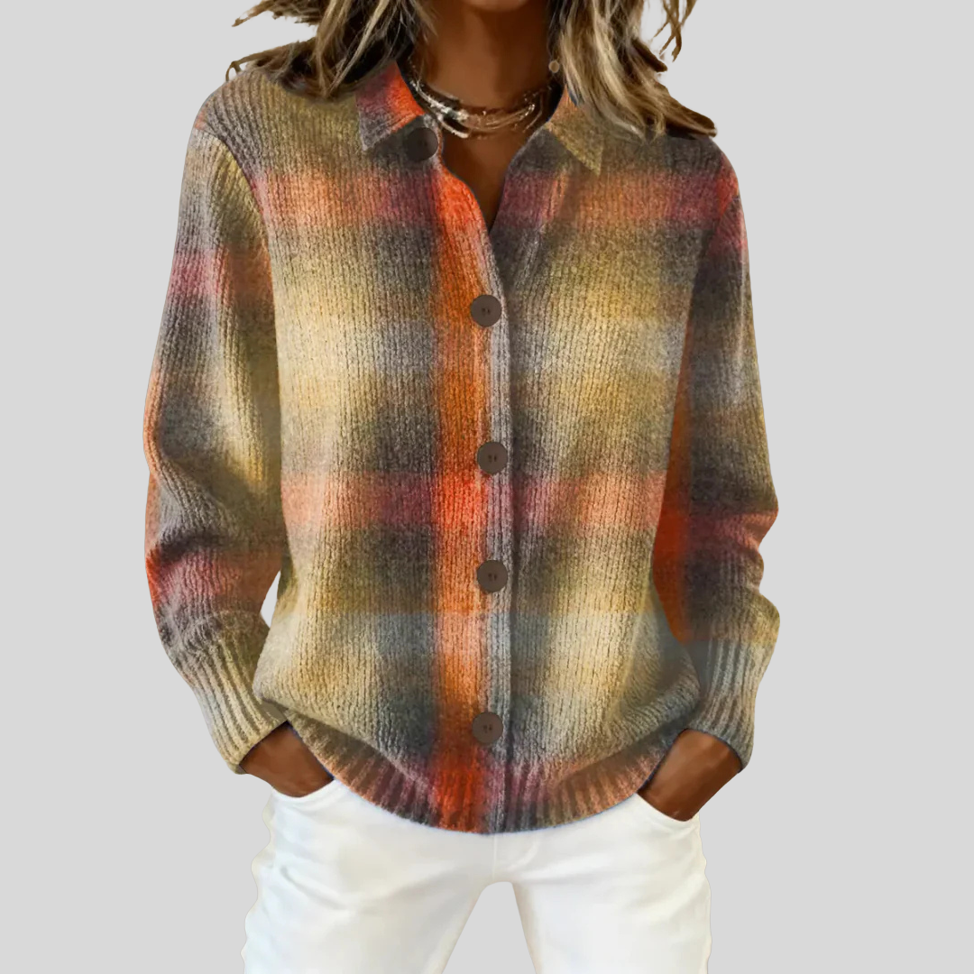 Ombeline™ | Cardigan Carreaux Nuancés