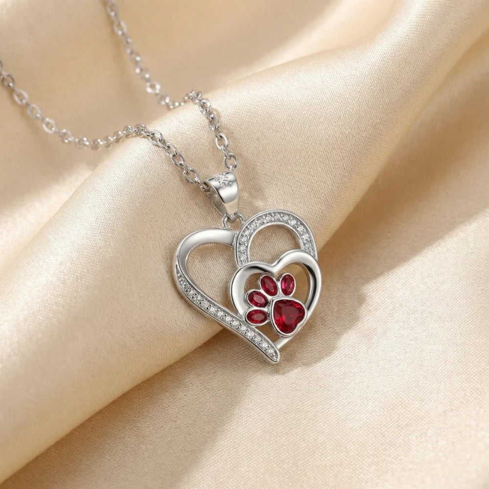 Éloïse™ | Collier Cœur Patte Rouge