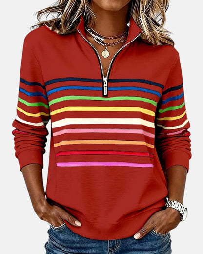 Jeanne | Sweat à Fermeture Éclair à Motif Coloré
