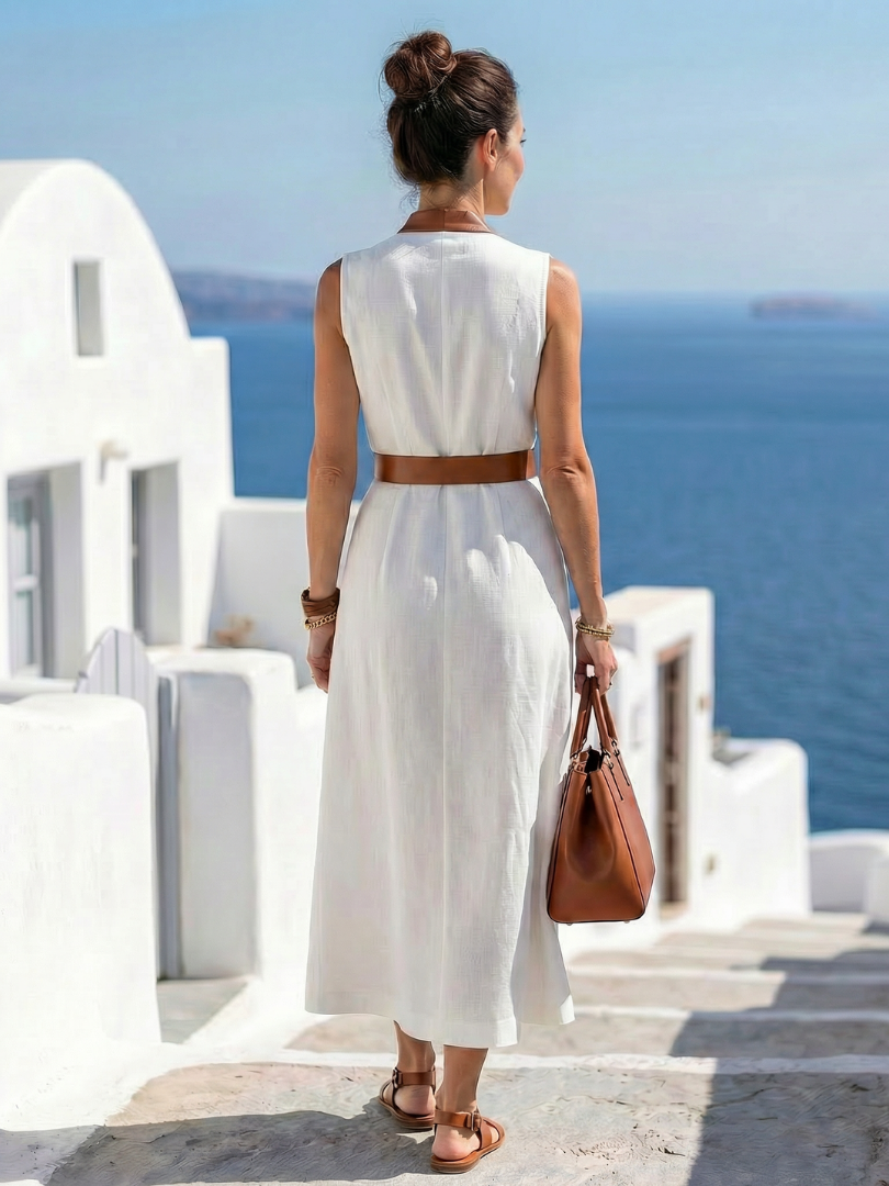 Valérie | Robe Midi à Détail Contrasté