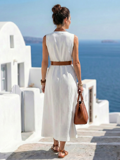 Valérie | Robe Midi à Détail Contrasté