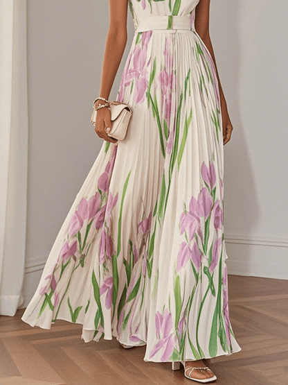 Florence | Robe Maxi Florale Plissée Élégante