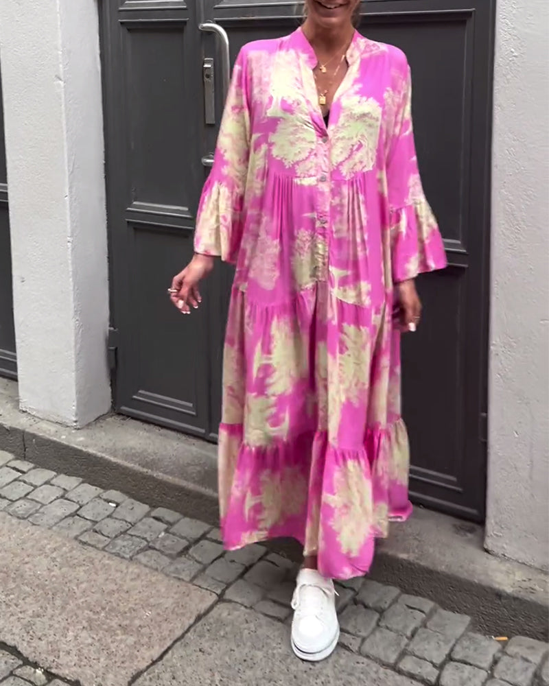 Avélora™ | Robe Florale Manches Évasées