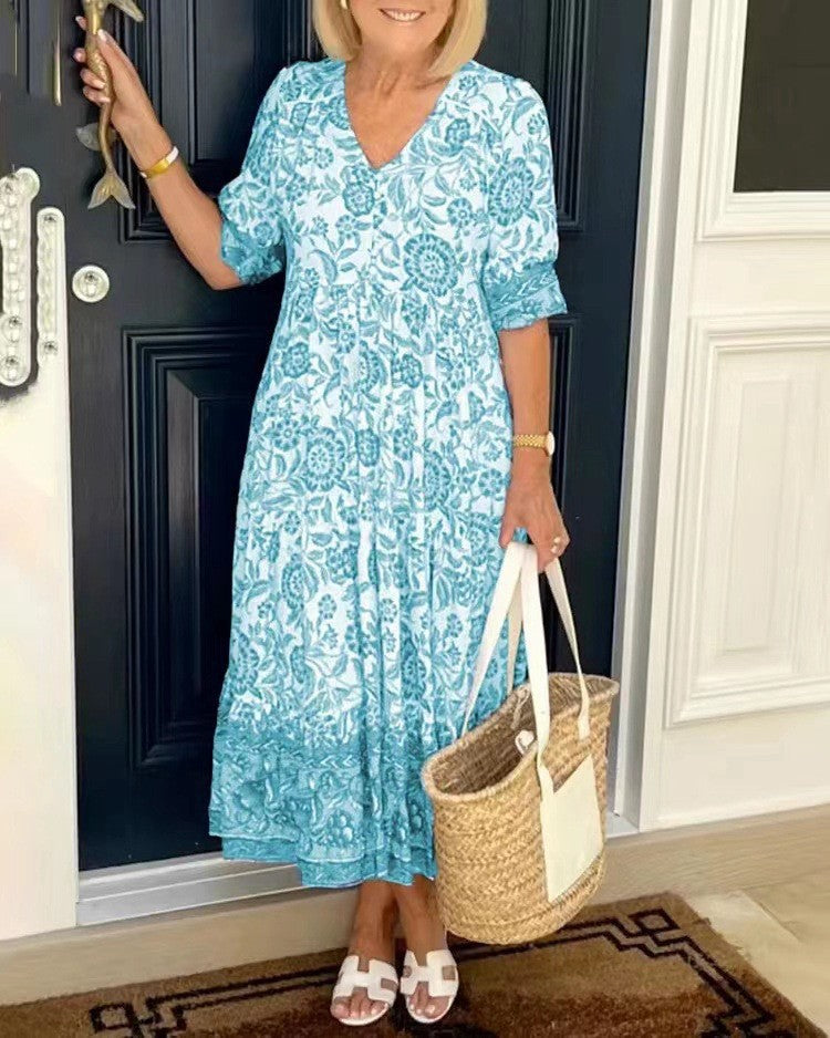 Camille | Robe Florale à Décolleté en V