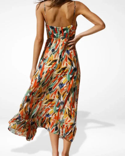 Sarah | Robe Midi à Bretelles Imprimée