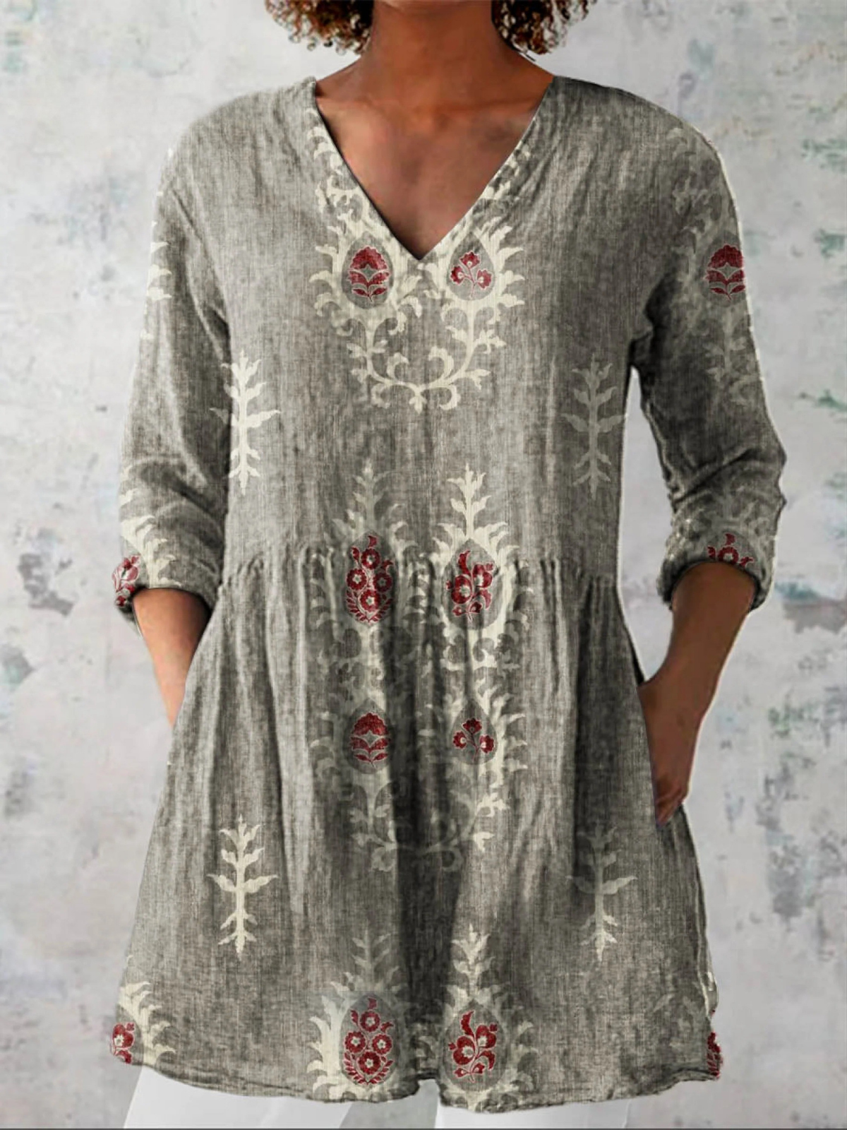 Élise | Blouse Longue à Col en V