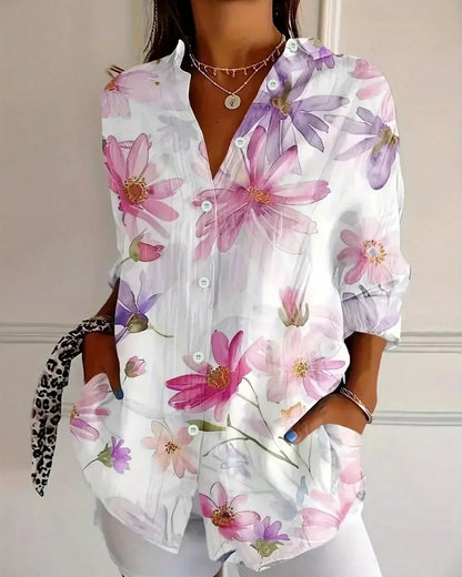 Élodie | Blouse à Motif Coloré à Boutons