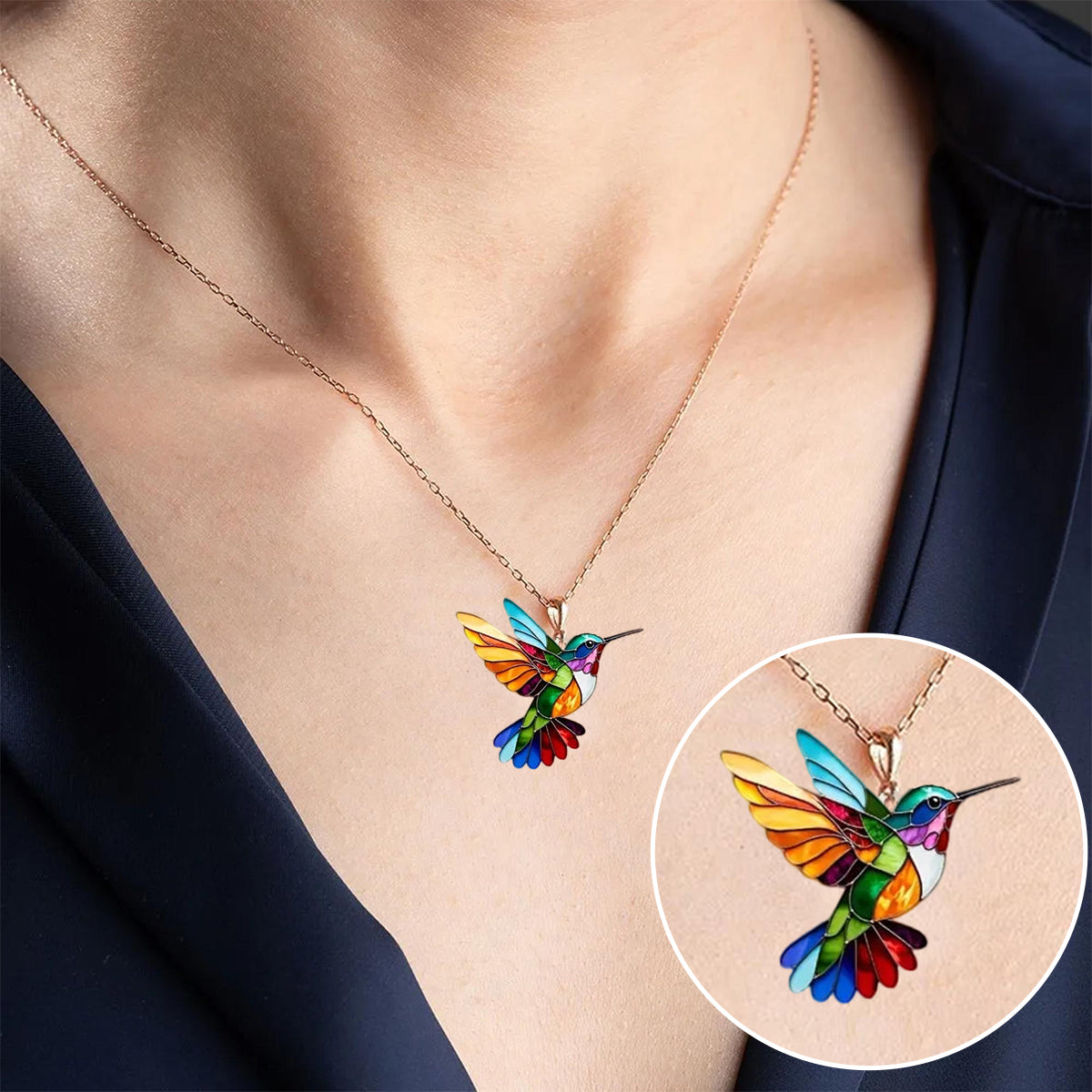 Azélia™ | Collier Colibri Coloré