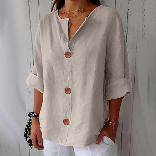 Juliette | Blouse Élégante Coupe Ample – Beige