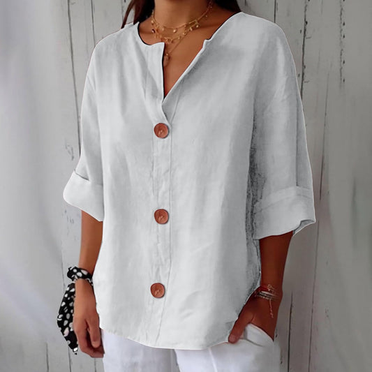 Marion | Blouse Élégante Coupe Ample – Blanc