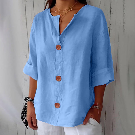 Nora | Blouse Élégante Coupe Ample – Bleu Clair