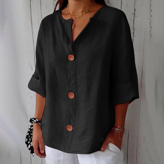 Pauline | Blouse Élégante Coupe Ample – Noir