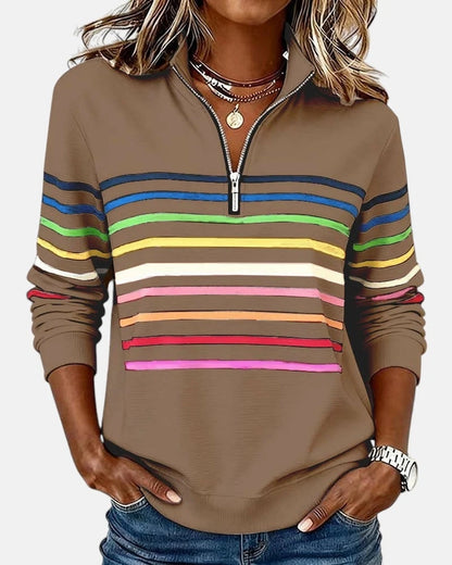 Jeanne | Sweat à Fermeture Éclair à Motif Coloré